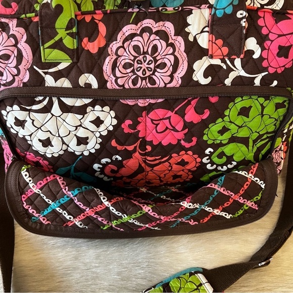 VERA BRADLEY Lola Weekender Trolly Sleeve Travel Bag Carry On Brown Orange 2012 - Picture 5 of 14